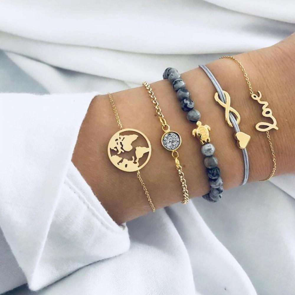 Fashion Bohemia Leaf Round Knot Cuff Bangle Gold Chain Charm Bracelet  for Women Simple Geometric Bracelets Luxury Jewelry - SJB-DIAMOND ELITES