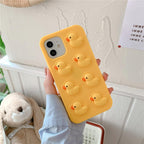 Cute Duck Pop Bubble Fidget Toys Soft Phone Case For Iphone 12 11 Pro Max 6 7 8 Plus Xr X Xs Max Se 2020 Relieve Stress Cover Stylish Unique Design Silicone Cover For Little Girls Boys Stevvex
