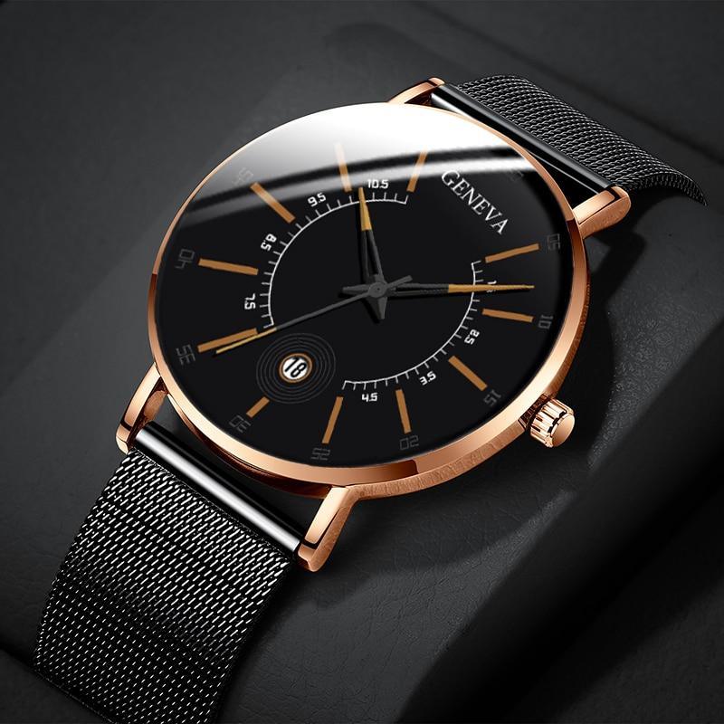 Men Watches Luxury Fashion Mens Business Watch Ultra Thin Stainless Steel Mesh Belt Quartz Wrist Watch For Men's and Boys - SJB-DIAMOND ELITES