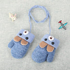 New Fashion Children Winter Hats Baby Kids Girl Solid Knitted Beanies Caps Hair thick ball And Modern Gloves