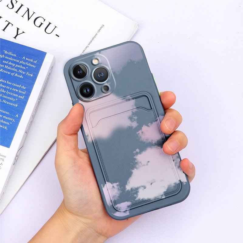 Charming Silicone Soft Anti-Scratch Cases For iPhone 13 Pro Max Case Silicone Wallet Card Holder Cover For iPhone 13 Mini 13ProMax 13Pro Flower Butterfly Beautiful Design Card Holder iPhone Case Stevvex