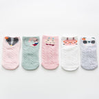 Anti Slip 5 Pairs Cute Cartoon Mesh Thin Soft Cotton Socks For Newborns Baby Girls And Boys