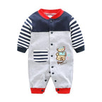 Modern Printed Jumpsuits Gentleman Autumn Long Sleeves Rompers Cotton Baby Clothes for Boys and Girls Outfits Style