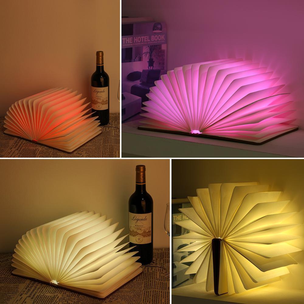 STEVVEX Led Book Lamp Light USB Rechargeable Foldable Wooden Night Light Valentine Birthday Christmas Gift for Family Friend Rechargeable Unique Gift - SJB-DIAMOND ELITES