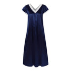 Women Summer Silk Sleepwear Short Sleeve V Neck Homewear Long Dress Nightgowns Sleepwear Sleep Tos Night Dress Underwear