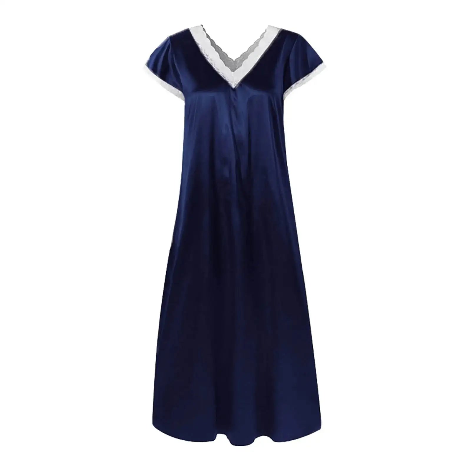Women Summer Silk Sleepwear Short Sleeve V Neck Homewear Long Dress Nightgowns Sleepwear Sleep Tos Night Dress Underwear
