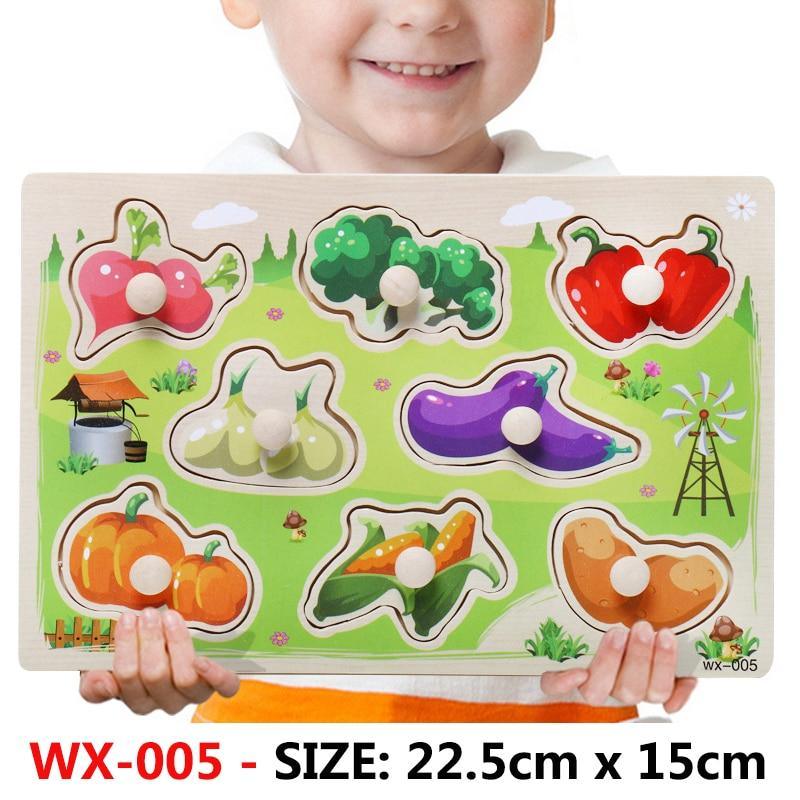 New Hand Grab Board Wooden Puzzle Toys for Children Cartoon Animal Fruit  Kids Baby Early Educational Learning Toy - SJB-DIAMOND ELITES