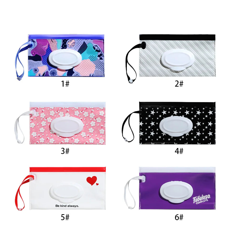 NEW Portable EVA Baby Wet Wipe Holder Case Reusable Refillable Wet Wipe Bag Tissue Box Snap-Strap Cosmetic Pouch Home Storage Lootquake LLC