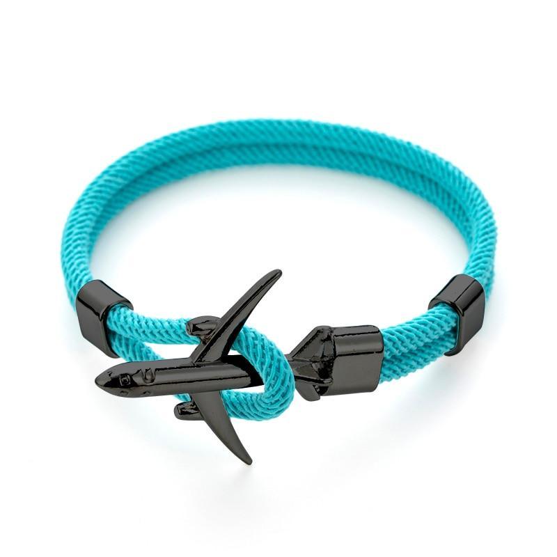 Modern Fashion Airplane Anchor Bracelets Men Charm Rope Chain Paracord Bracelet Women Male Air Force Style Wrap Metal Sport Hook Gift - SJB-DIAMOND ELITES