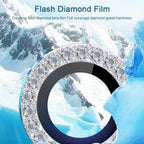 2023 New Diamond Bling Metal Ring Glass Protective Cap For iPhone 14 13 12 11 Pro Max Mini Camera Lens Circle Protector Paste Tempered Glass Camera Cover Camera Lens Protector Stevvex