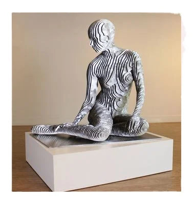 Metal Decoration Stainless Steel Sitting Woman Sculpture