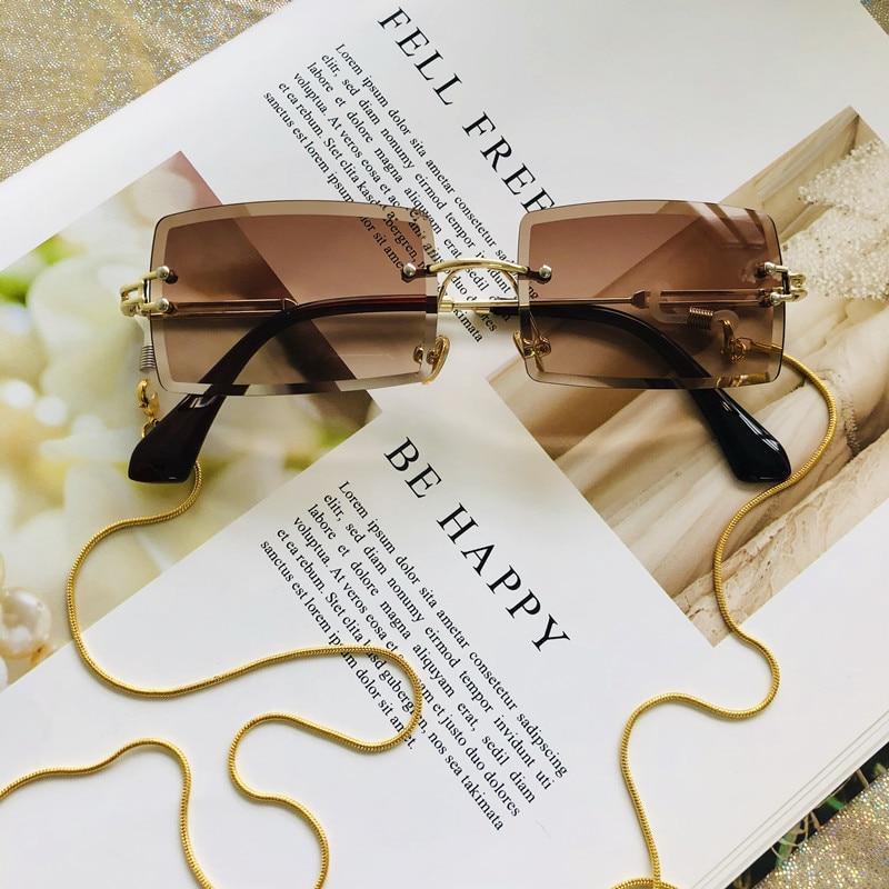 Fashion Rimless  Women Trendy Small Rectangle Sunglasses With High Quality metal frame And UV400 Protection - SJB-DIAMOND ELITES
