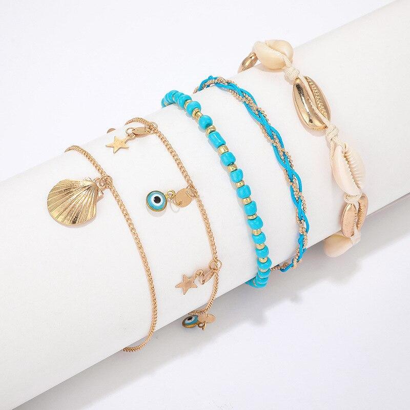 Luxury Leg Brecelet Gold Color Tassel Beads Anklet Bracelet for Leg for Women Set - SJB-DIAMOND ELITES