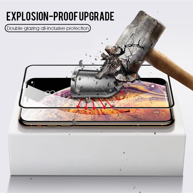 100D Curved Edge For iPhone 7 8 6 6S Plus 11 12 Pro Max Mini Screen Protector iPhone X XR XS Max Glass Full Cover Glass HD 9H Tempered Glass Screen Protector for iPhone Stevvex