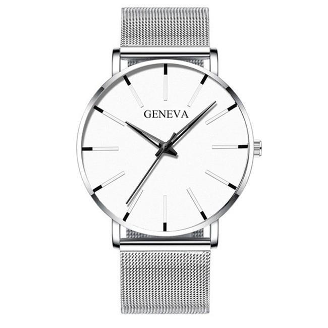 Minimalist Men's Fashion Ultra Thin Watch Simple Men Business Stainless Steel Mesh Belt Quartz Watch Relogio Masculino - SJB-DIAMOND ELITES