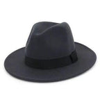 Black Fedora Hat Unisex Wide Brim Hat Autumn Winter Fedora Hat Wide Cap Winter Wool Classic Hat Men Elegant Gentleman Hat For Party Stevvex