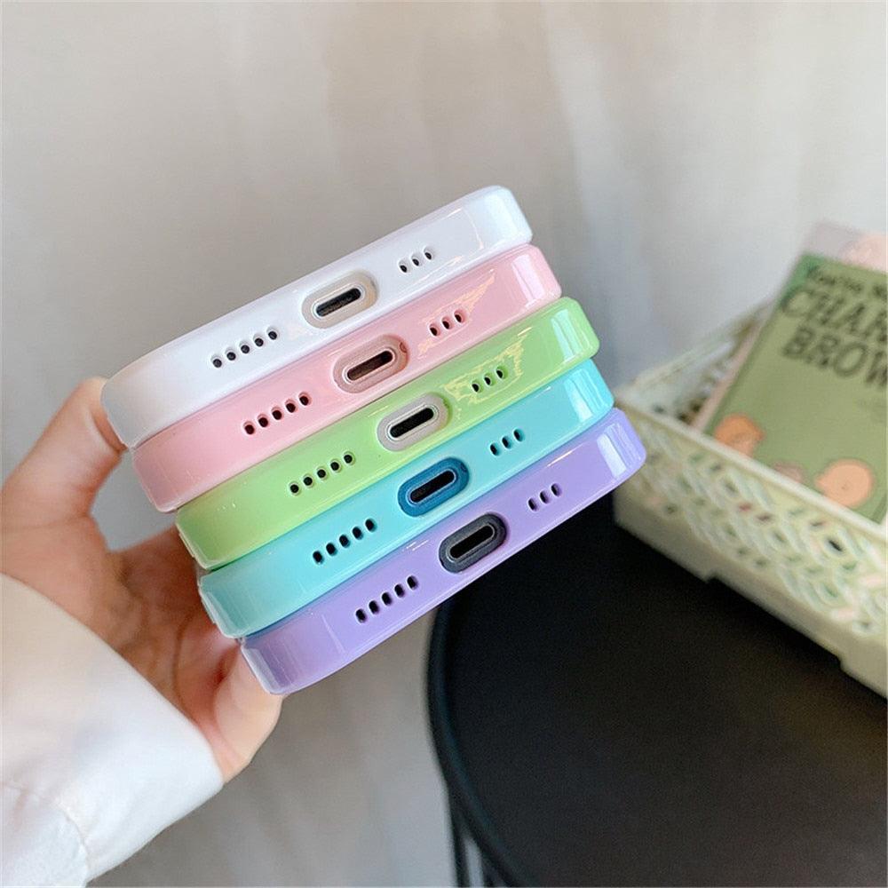 Unisex Cute Shockproof Silicone Bumper Phone Case For iPhone 14 11 12 13 Pro Max Colorful Transparent Protection Back Cover Silicone Protective Cover For iPhone Stevvex