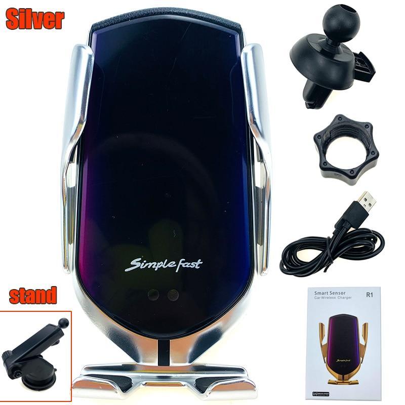 Automatic Luxury Modern Car Wireless Charger Infrared Induction Wireless Charger For Phones Sliver/Gold - SJB-DIAMOND ELITES