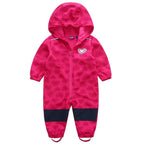 Ski suit For Children Soft Shell Outdoor Jacket Waterproof  Fleece Lining Jumpsuit For Boys and Girls In Modern Colorful Design