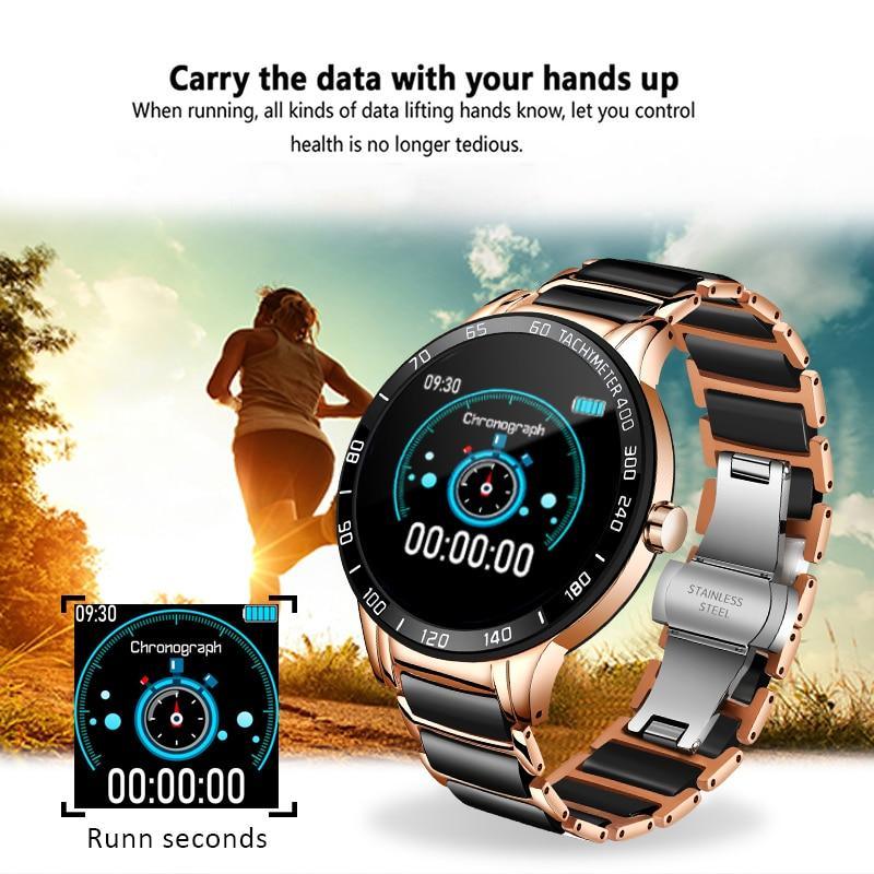Luxury Ceramic Elegant Unisex Smart Watch With Heart Rate Monitor and Blood Pressure Fitness tracker Ceramic strap Sport Watch With Waterproof Protection - SJB-DIAMOND ELITES