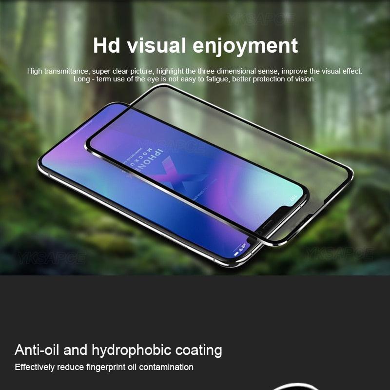 10D Curved Edge Aluminum Alloy Tempered Glass for iPhone X XS MAX 11 12 Pro Max mini 6 6S 7 8 Plus Full Cover Screen Protector  Titanium Alloy Metal Edge Full Coverage Front Tempered Glass Screen Protector for iPhone Stevvex