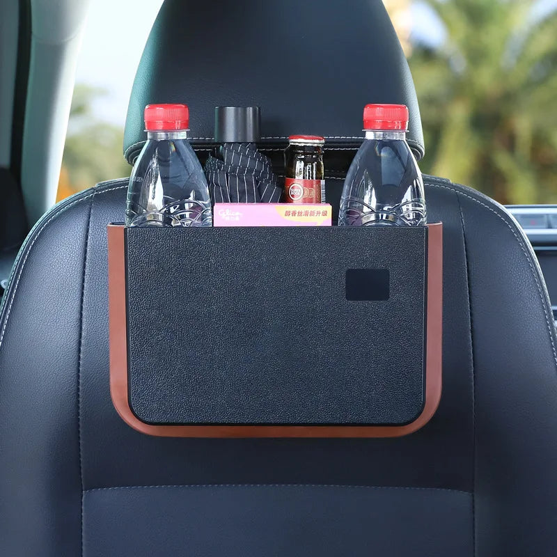 Car Trash Bin Beige Frame Auto Storage Organizer Bag Waste Bins Stowing Tidying Design Folding Garbage Bucket Ashtray Supplies