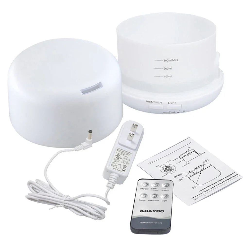 300 500ML Air Humidifier With Remote Control Colorful Non-printed Ultrasound Aroma Diffuser Pure White Dark Light Wood Grain Lootquake LLC