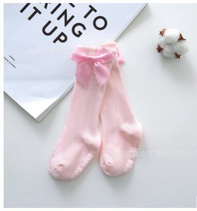 Non-slip Cotton Princess Knee High Long Skin-friendly Socks With Bow Mesh Newborn For Baby Girls Stevvex