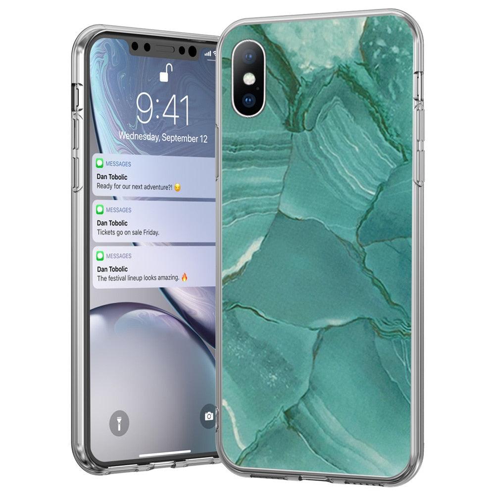 Stylish Marble Stone Texture Phone Case For Iphone 12 Pro 13 Pro Max Unique Solid Color Marble Soft Cover Silicone Mobile Phone Case Stevvex