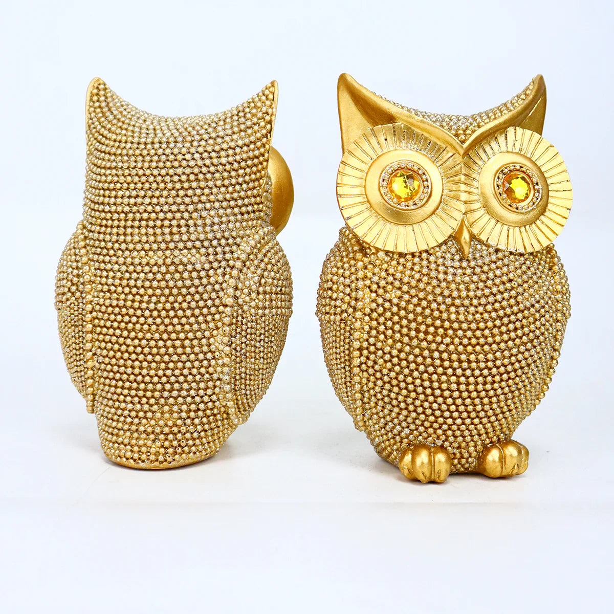 Modern Home Decor Sculpture Unique Sparkling Golden Owl Figurine Resin Statue for Office Living Room Desktop Ornaments Lootquake LLC