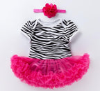 Pink Baby Luxury Bodysuit Infant Girls Princess Puffy Dress Baby Gown Party Wedding Excellent Girls Gift
