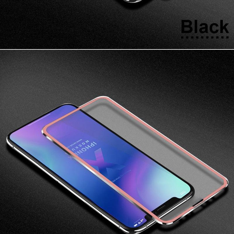 10D Curved Edge Aluminum Alloy Tempered Glass for iPhone X XS MAX 11 12 Pro Max mini 6 6S 7 8 Plus Full Cover Screen Protector  Titanium Alloy Metal Edge Full Coverage Front Tempered Glass Screen Protector for iPhone Stevvex