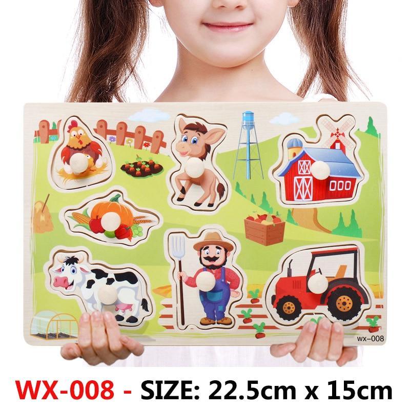 New Hand Grab Board Wooden Puzzle Toys for Children Cartoon Animal Fruit  Kids Baby Early Educational Learning Toy - SJB-DIAMOND ELITES