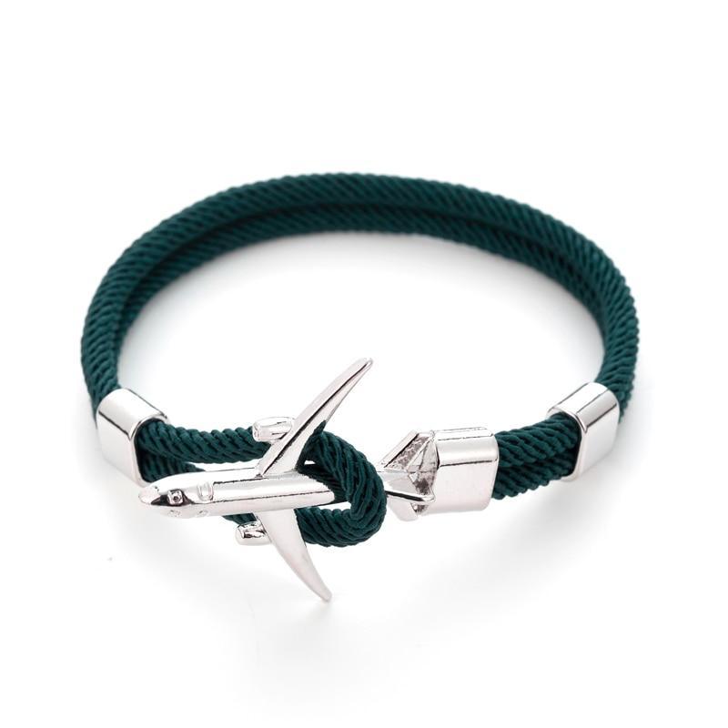 Modern Fashion Airplane Anchor Bracelets Men Charm Rope Chain Paracord Bracelet Women Male Air Force Style Wrap Metal Sport Hook Gift - SJB-DIAMOND ELITES