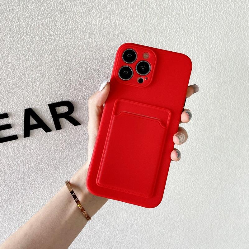 Soft Silicone Phone Case For iPhone 14 13 Pro Max 13Pro Silicone Soft Mobile Phone Case Wallet Card Holder Cover Slim Fit Thin Protective Soft Shock-Absorbing Wallet Case Stevvex