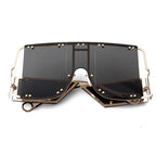 Luxury Modern NEW Fashion Square  Oversized and Big Frame Woman and Ladies SunglasseBrand Metal Rivet Trend Unique Female Eyewear Wth UV 400 Protection - SJB-DIAMOND ELITES
