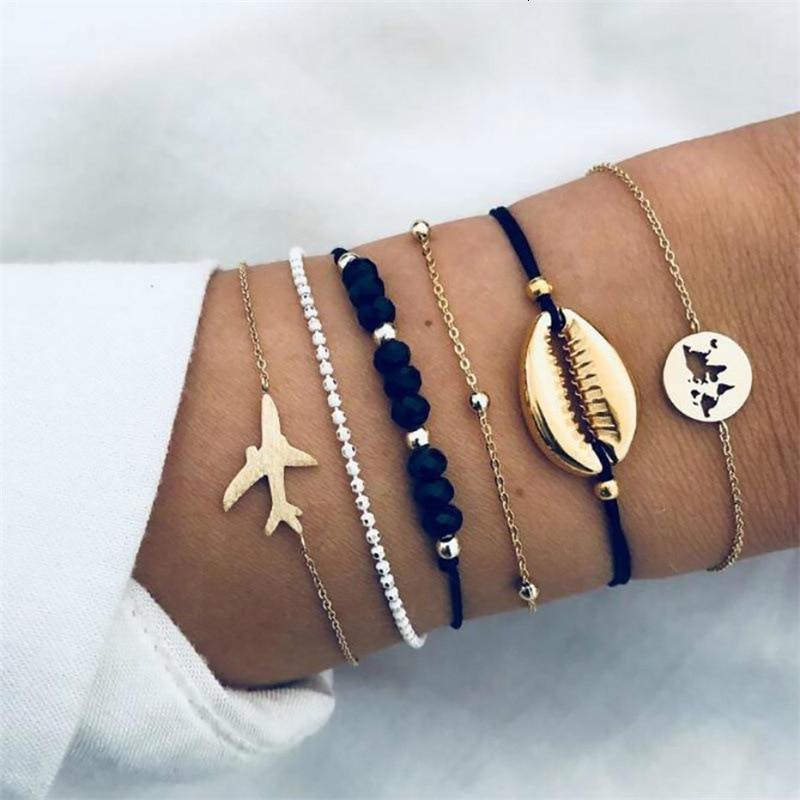 Boho Rose Map Bracelets & Bangles for Women Bohemian Round  Charm Bracelet Set Fashion Multilayer Accessories Luxury Jewelry - SJB-DIAMOND ELITES