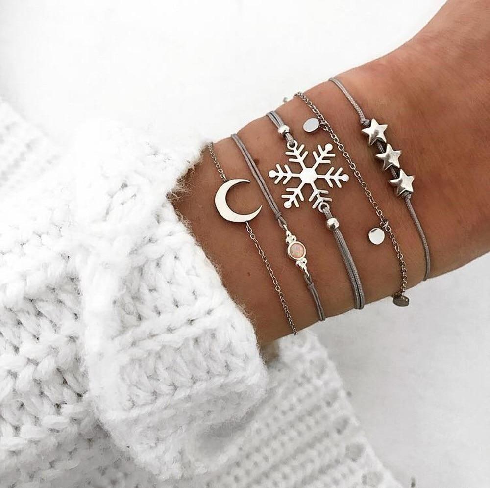 Boho Rose Map Bracelets & Bangles for Women Bohemian Round  Charm Bracelet Set Fashion Multilayer Accessories Luxury Jewelry - SJB-DIAMOND ELITES