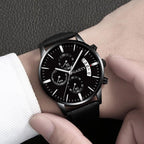 Watches men Fashion Sport Stainless Steel Case Leather Band watch Quartz Business Wristwatch For Men's and Boys - SJB-DIAMOND ELITES