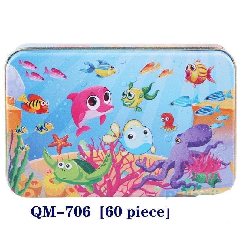New 60 Pieces Wooden Puzzle Kids Toy Cartoon Animal Wooden Puzzles Child Early Educational Learning Toys for Christmas Gift - SJB-DIAMOND ELITES