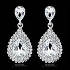 TREAZY Fashion Crystal Wedding Drop Earrings for Women Silver Color Bridal Dangle Earrings Brides Gifts Birthday Party Jewelry