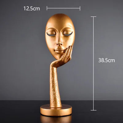 Modern Human Meditators Abstract Lady Face Character Resin Statues Sculpture Art Crafts Figurine Home Decorative Display