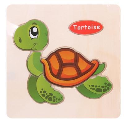 Baby Toys Wooden 3D Puzzle Cartoon Animal Intelligence Kids Educational Brain Teaser Children Tangram Shapes Learning - SJB-DIAMOND ELITES