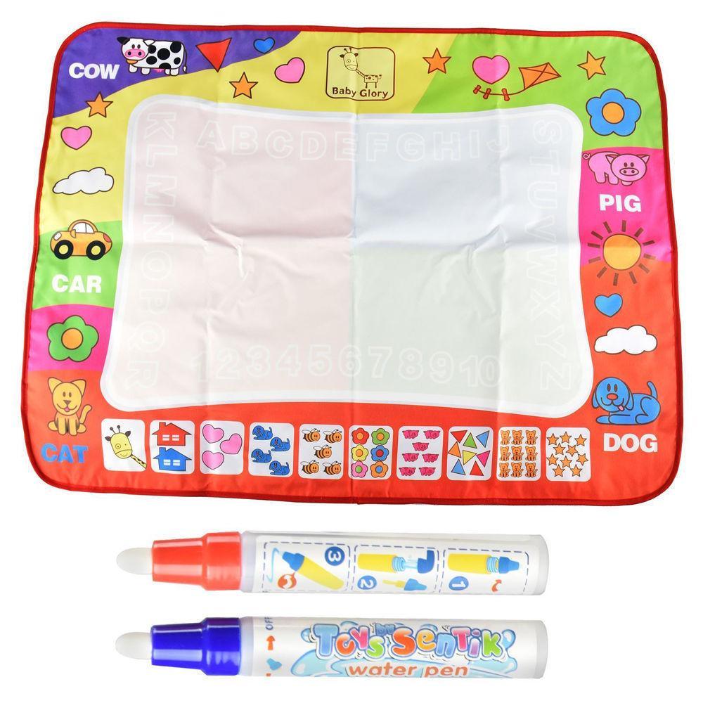 1-6 Years Children Kids Baby Drawing  Educational Water Mat Drawing Painting Toddler Board/ Charpet With Magic Water Pen Gift 45.5 X 29cm (White) - SJB-DIAMOND ELITES