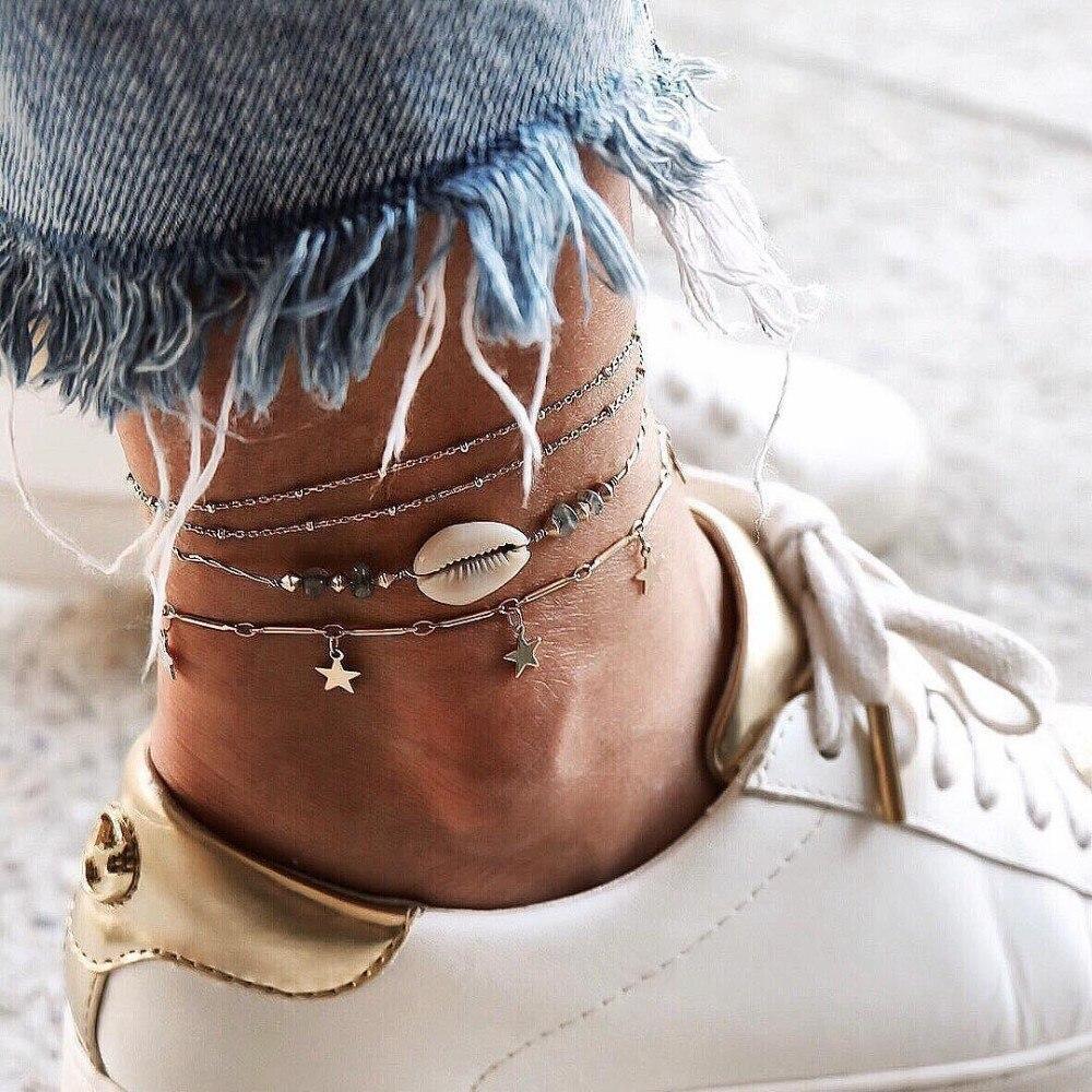 Luxury Bohemian Star Shell Ankle Bracelet Foot Jewelry Brecelet Simple Shell Anklets for Women Summer Style - SJB-DIAMOND ELITES