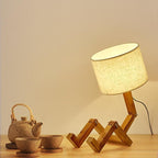 New Modern Luxury and Retro STEVVEX Wood Robot Shape Folding Table Lamp Creative European Fashion Bedroom Study Bedroom Bedside Linen Lamp Shade Table Lamp - SJB-DIAMOND ELITES