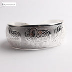 Big Elegant Luxury Amazing Classic Fashion Flower Metal Tibetan Indian Silver Vintage Retro Fashion Cuff Bracelet Bangle For Woman With Details of Animals - SJB-DIAMOND ELITES