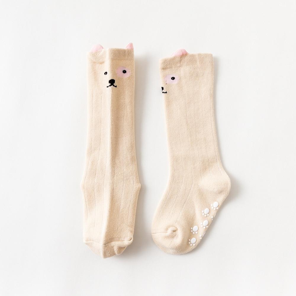 White Baby Sock Non Slip Cotton Long Socks Newborn Knee High Socks For Baby Girls Super Elastic Cute Design Stevvex