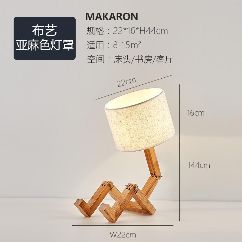 New Modern Luxury and Retro STEVVEX Wood Robot Shape Folding Table Lamp Creative European Fashion Bedroom Study Bedroom Bedside Linen Lamp Shade Table Lamp - SJB-DIAMOND ELITES