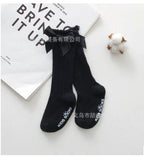 Non-slip Cotton Princess Knee High Long Skin-friendly Socks With Bow Mesh Newborn For Baby Girls Stevvex